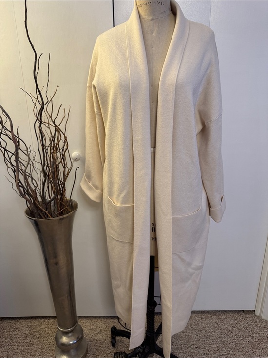 Sweaters - Apricot Open-Front Longline Cardigan Sweater